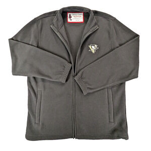 Pittsburg Penguins Jacket Large Men's American Classic Fleece Full Zip Black